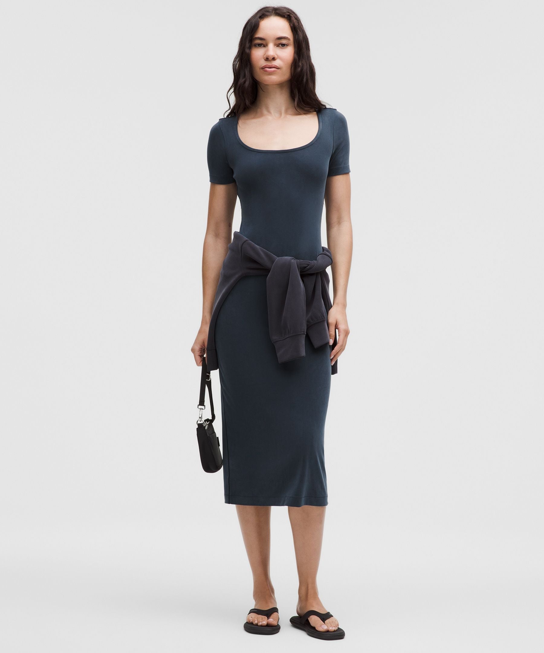 Drapey Softstreme Scoop-Neck Midi Dress