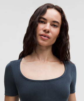 Drapey Softstreme Scoop-Neck Midi Dress