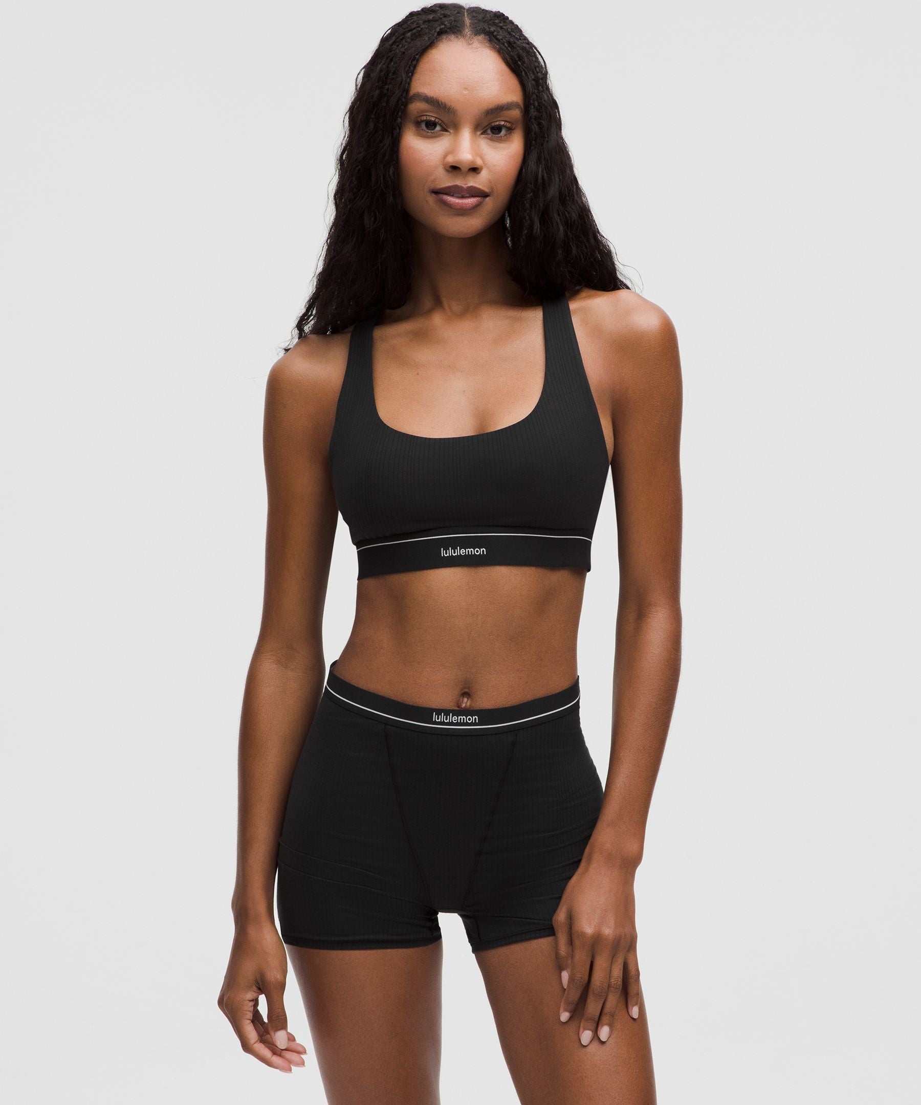 Stretch Cotton Ribbed Logo Racerback Bralette *A–C Cups