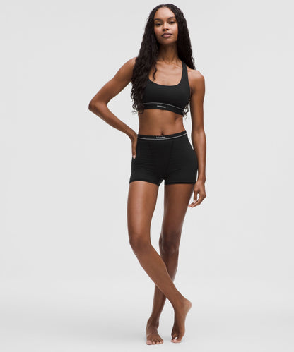 Stretch Cotton Ribbed Logo Racerback Bralette *A–C Cups