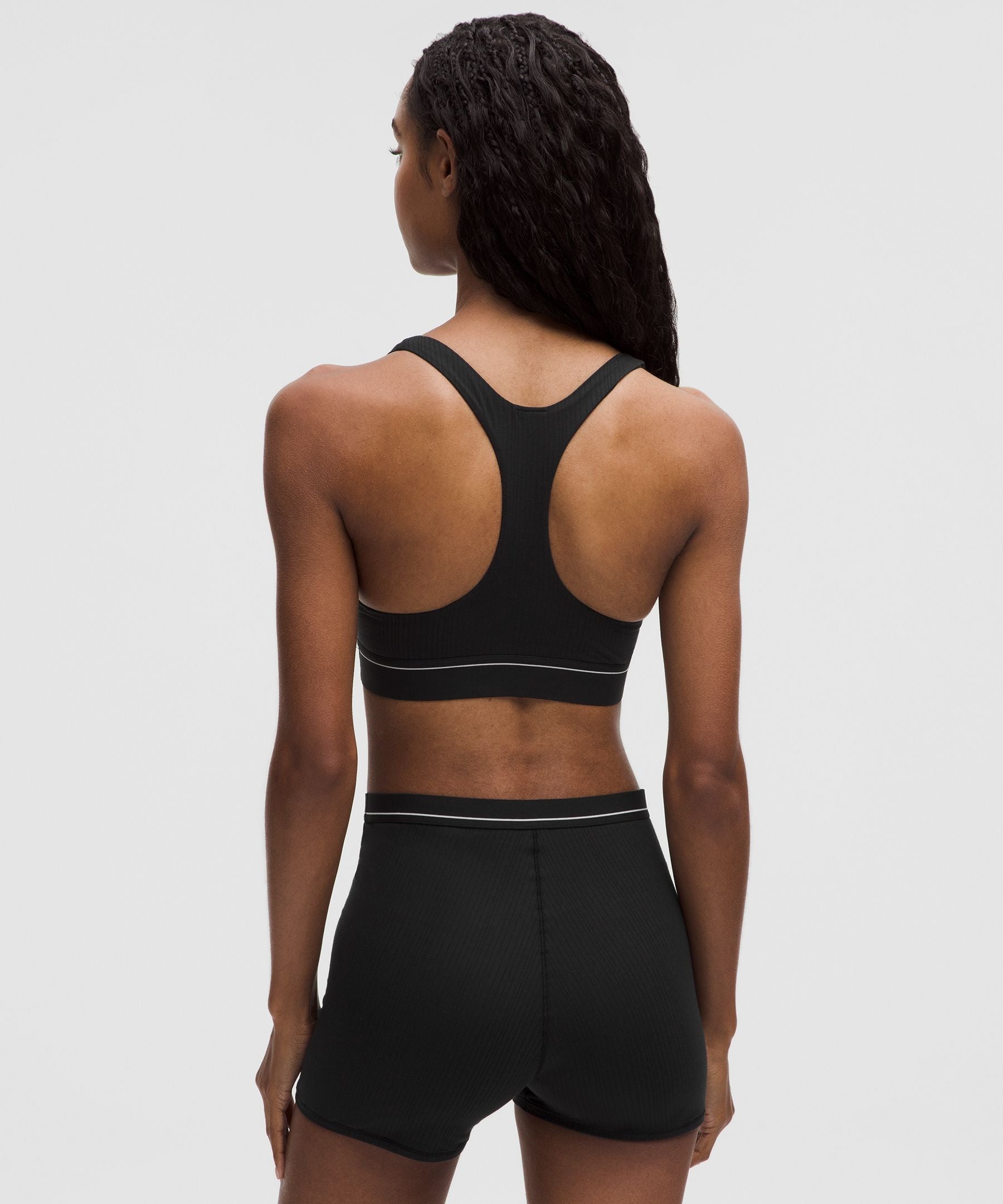 Stretch Cotton Ribbed Logo Racerback Bralette *A–C Cups