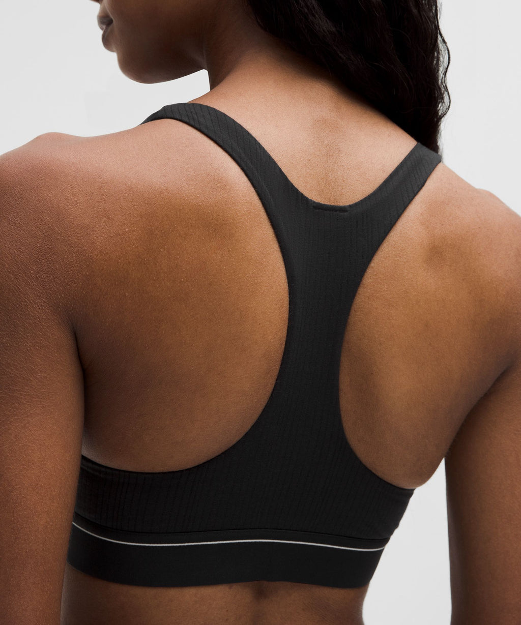 Stretch Cotton Ribbed Logo Racerback Bralette *A–C Cups
