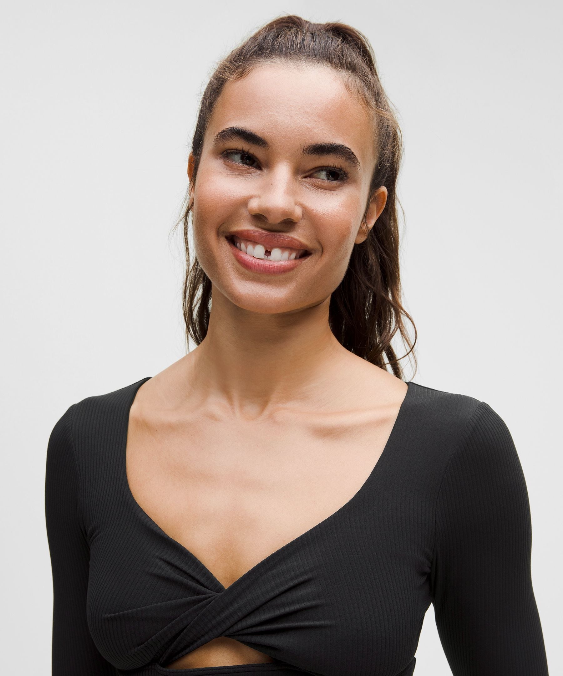 Ribbed Nulu Long-Sleeve Bra Top *Light Support, B/C Cup