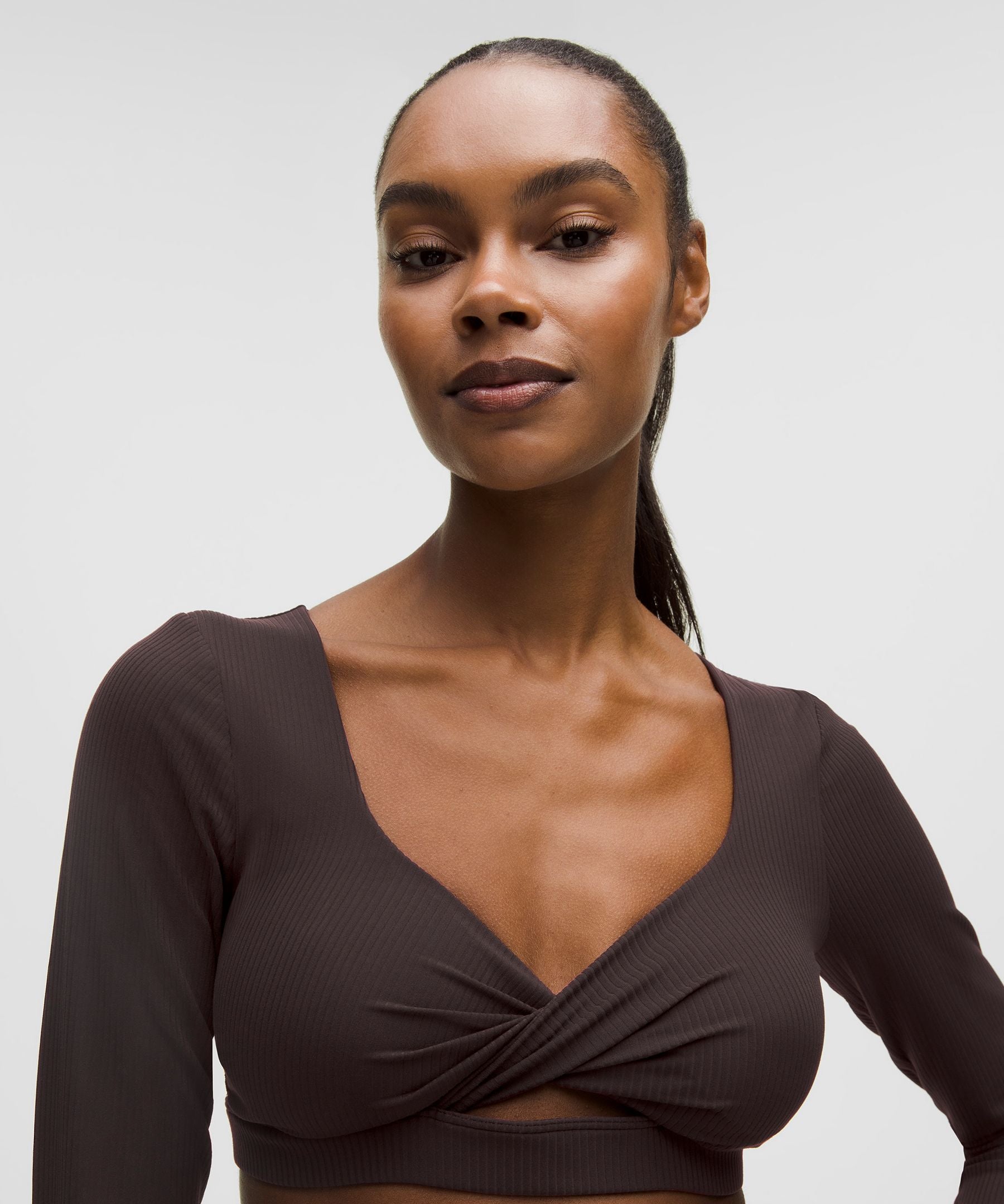 Ribbed Nulu Long-Sleeve Bra Top *Light Support, B/C Cup