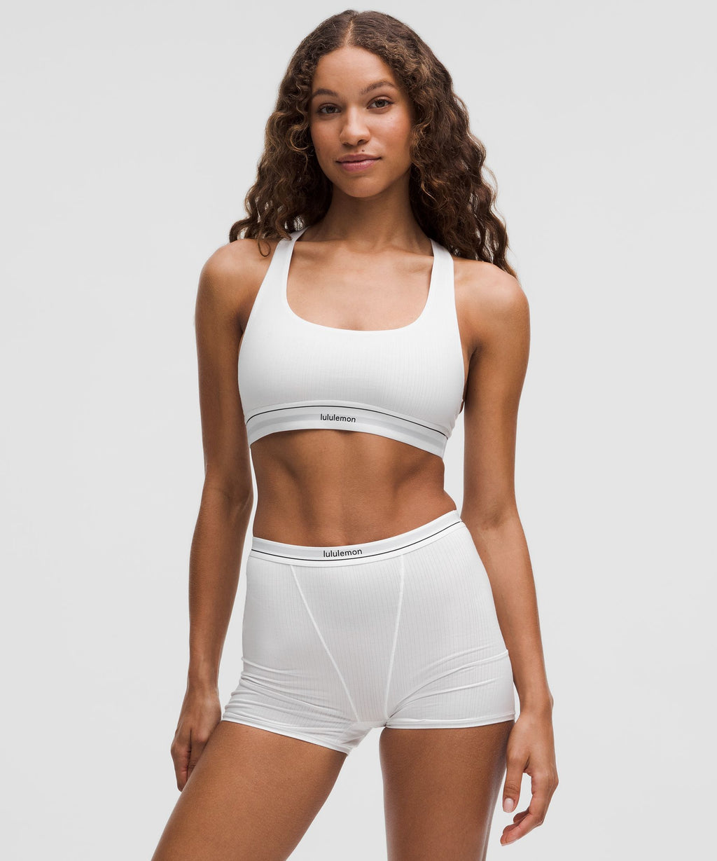 Stretch Cotton Ribbed Logo Racerback Bralette *A–C Cups