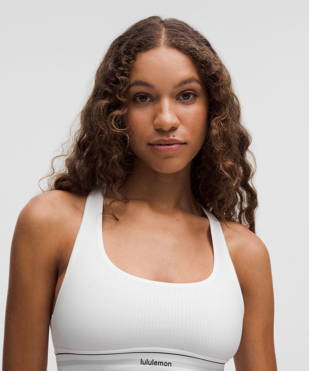 Stretch Cotton Ribbed Logo Racerback Bralette *A–C Cups