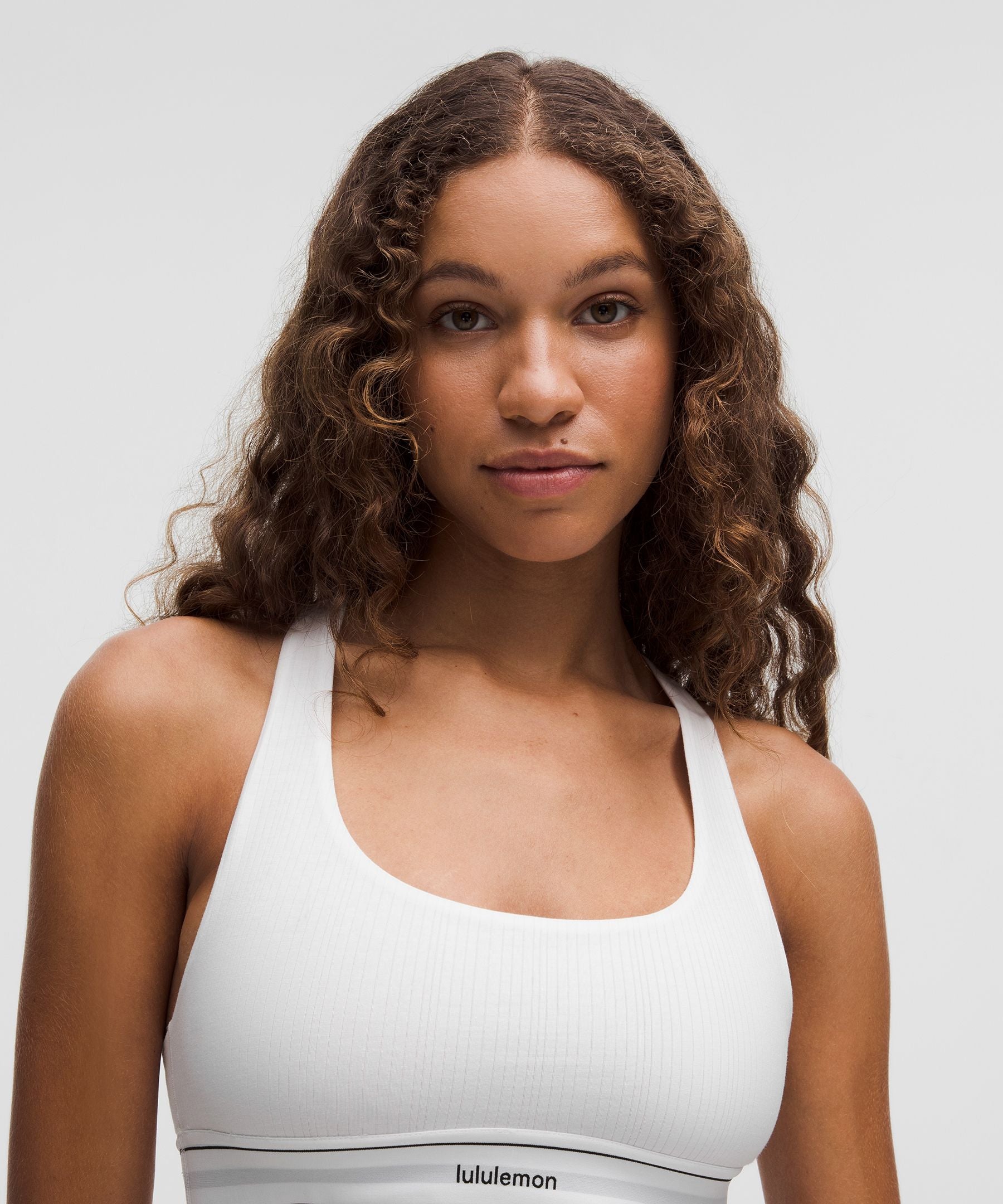 Stretch Cotton Ribbed Logo Racerback Bralette *A–C Cups