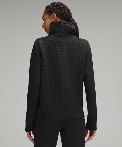 Waffle-Knit Funnel-Neck Long-Sleeve Shirt