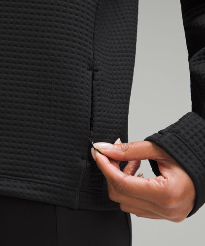 Waffle-Knit Funnel-Neck Long-Sleeve Shirt