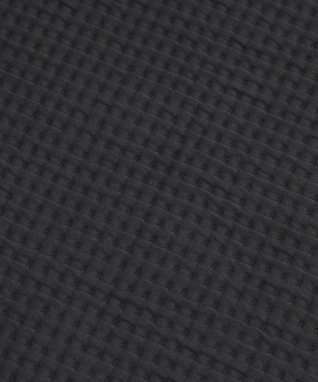 Waffle-Knit Funnel-Neck Long-Sleeve Shirt