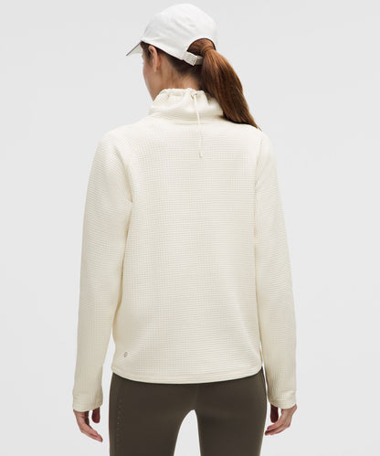 Waffle-Knit Funnel-Neck Long-Sleeve Shirt