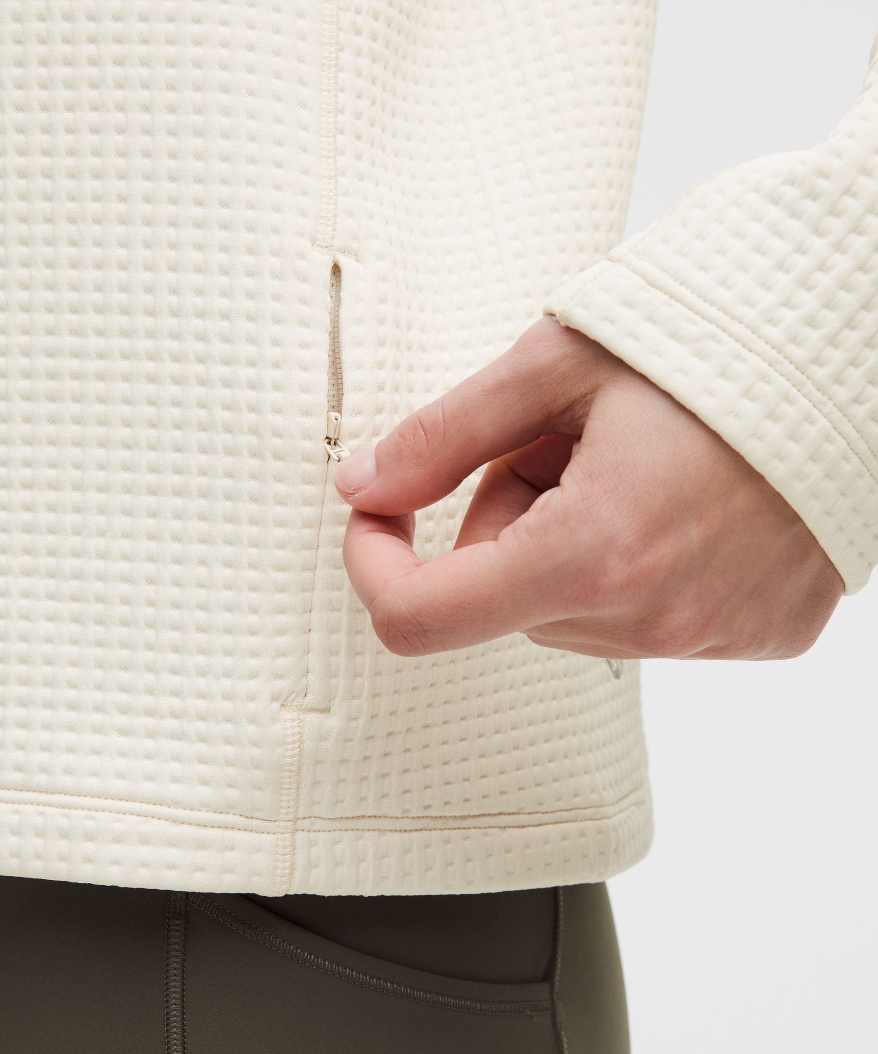 Waffle-Knit Funnel-Neck Long-Sleeve Shirt