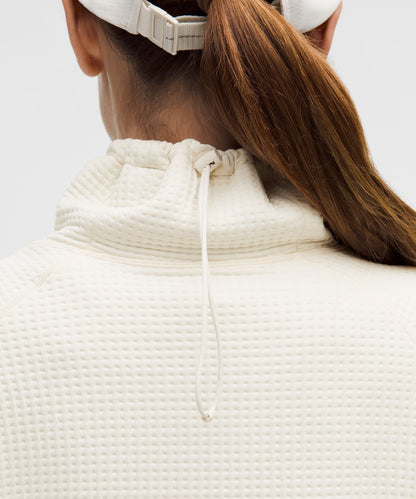 Waffle-Knit Funnel-Neck Long-Sleeve Shirt