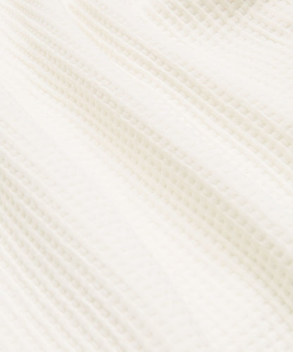 Waffle-Knit Funnel-Neck Long-Sleeve Shirt