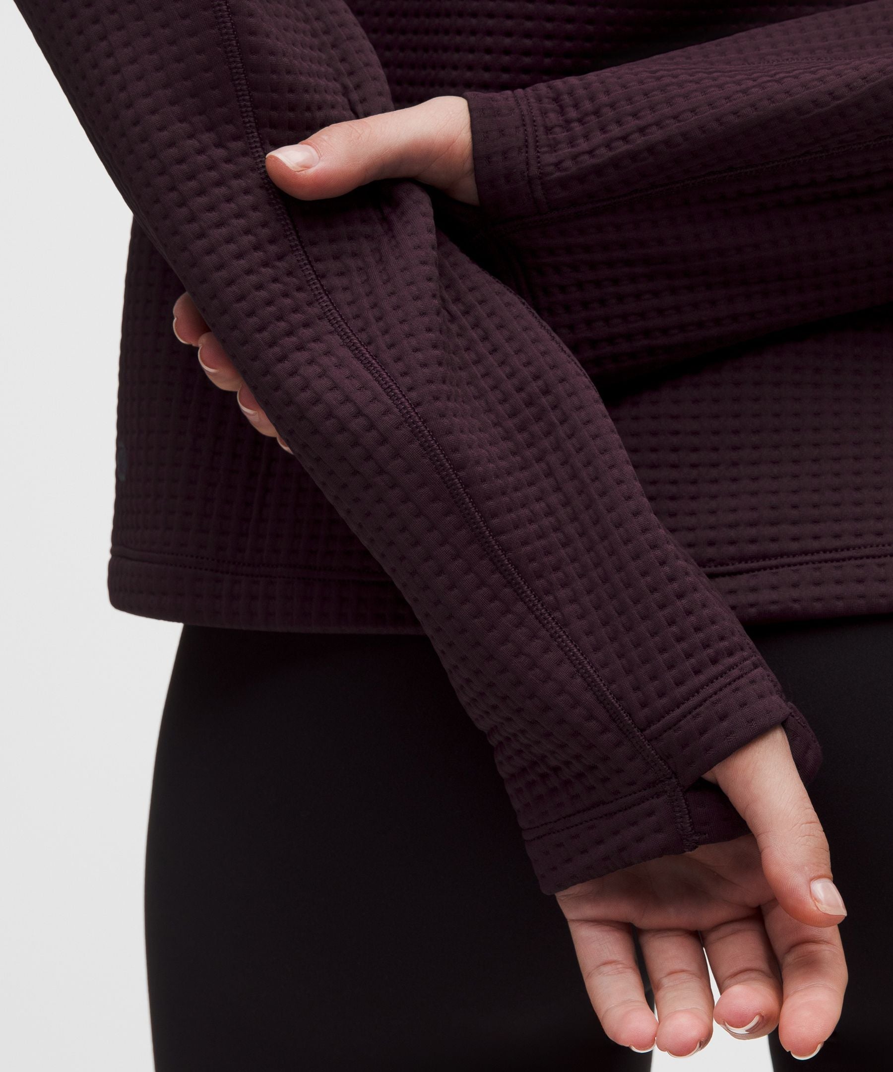 Waffle-Knit Funnel-Neck Long-Sleeve Shirt