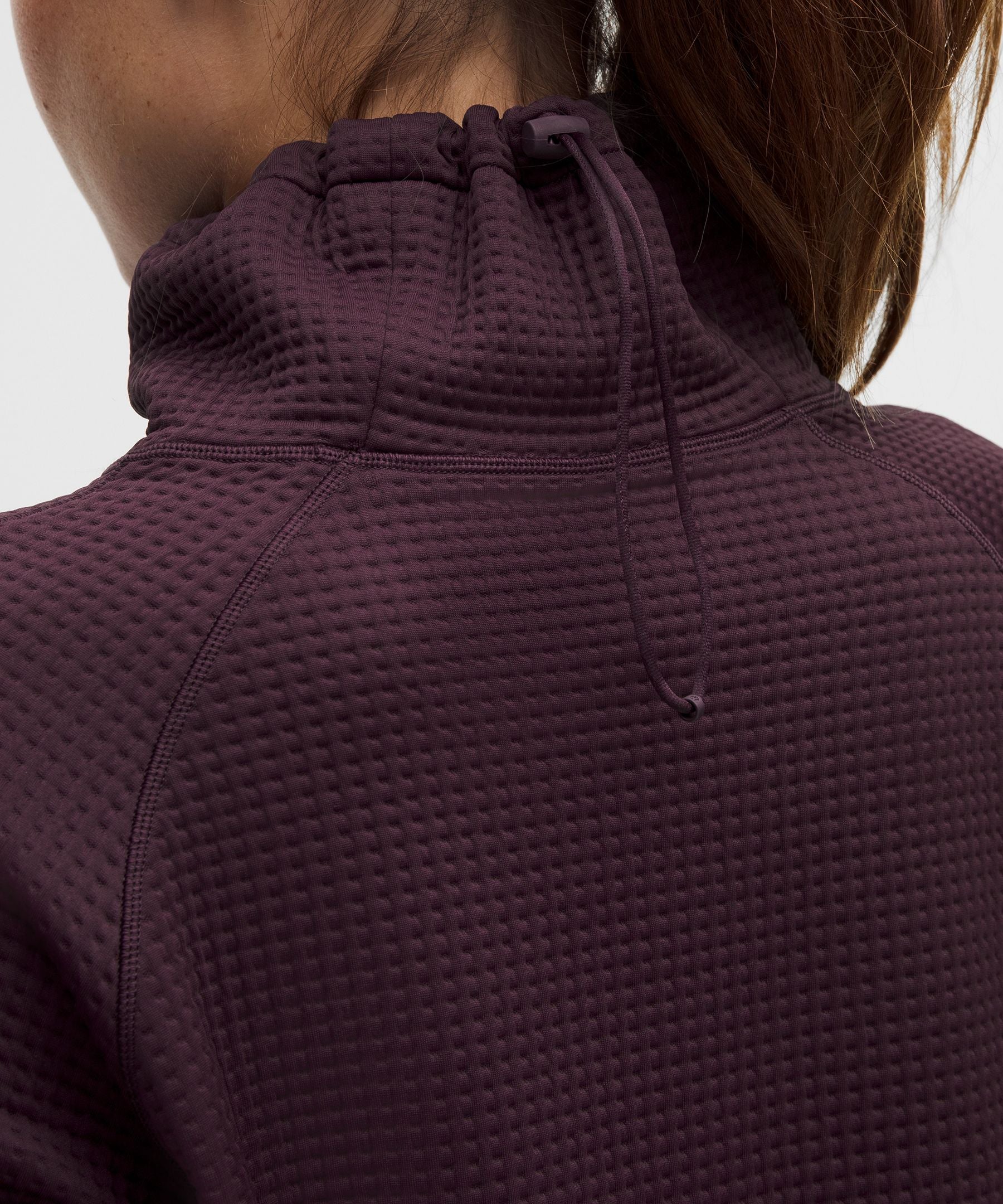 Waffle-Knit Funnel-Neck Long-Sleeve Shirt