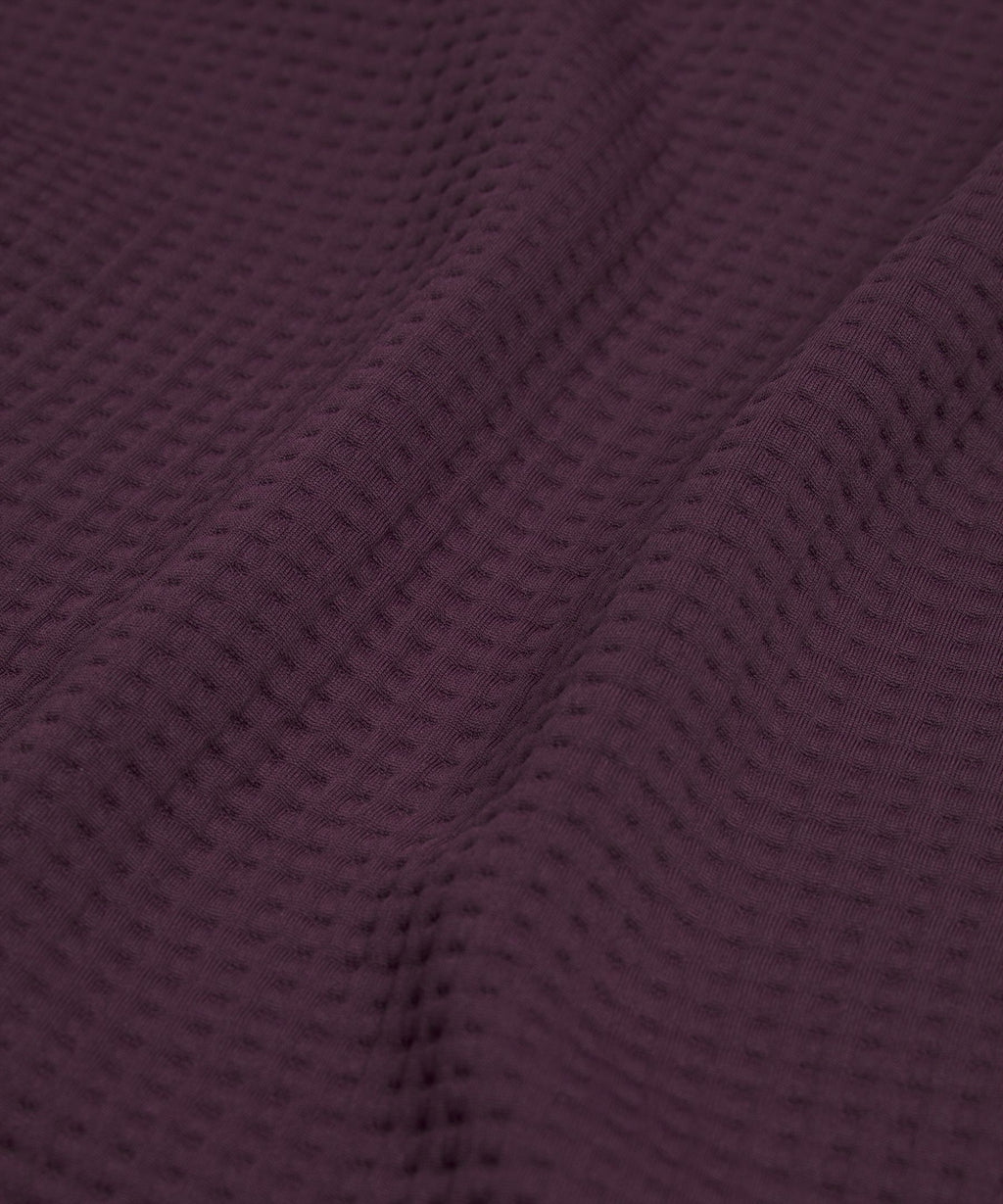 Waffle-Knit Funnel-Neck Long-Sleeve Shirt