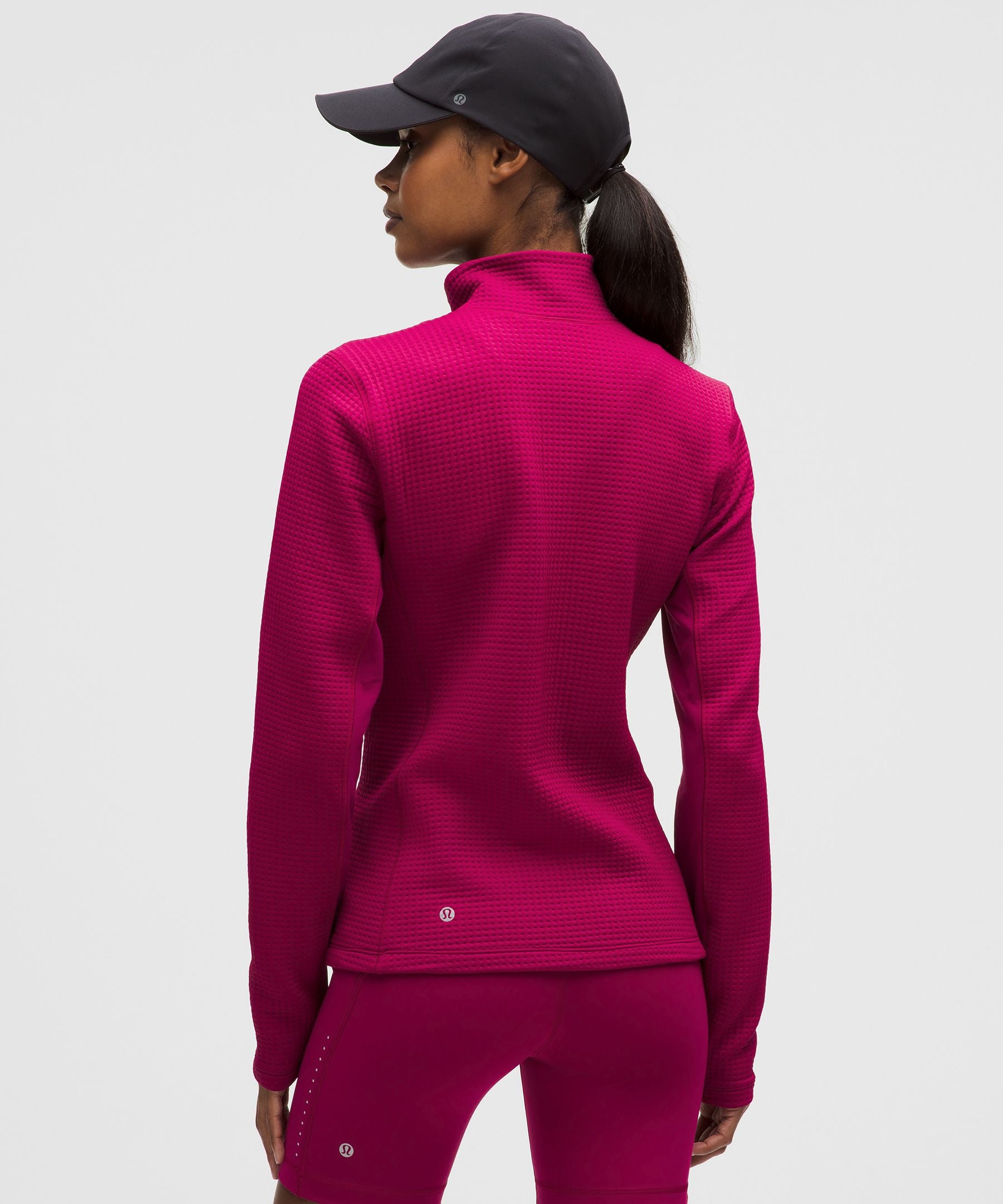 Waffle-Knit Half-Zip Long-Sleeve Shirt