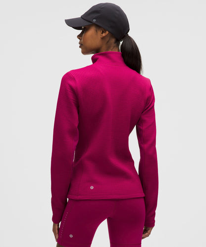 Waffle-Knit Half-Zip Long-Sleeve Shirt