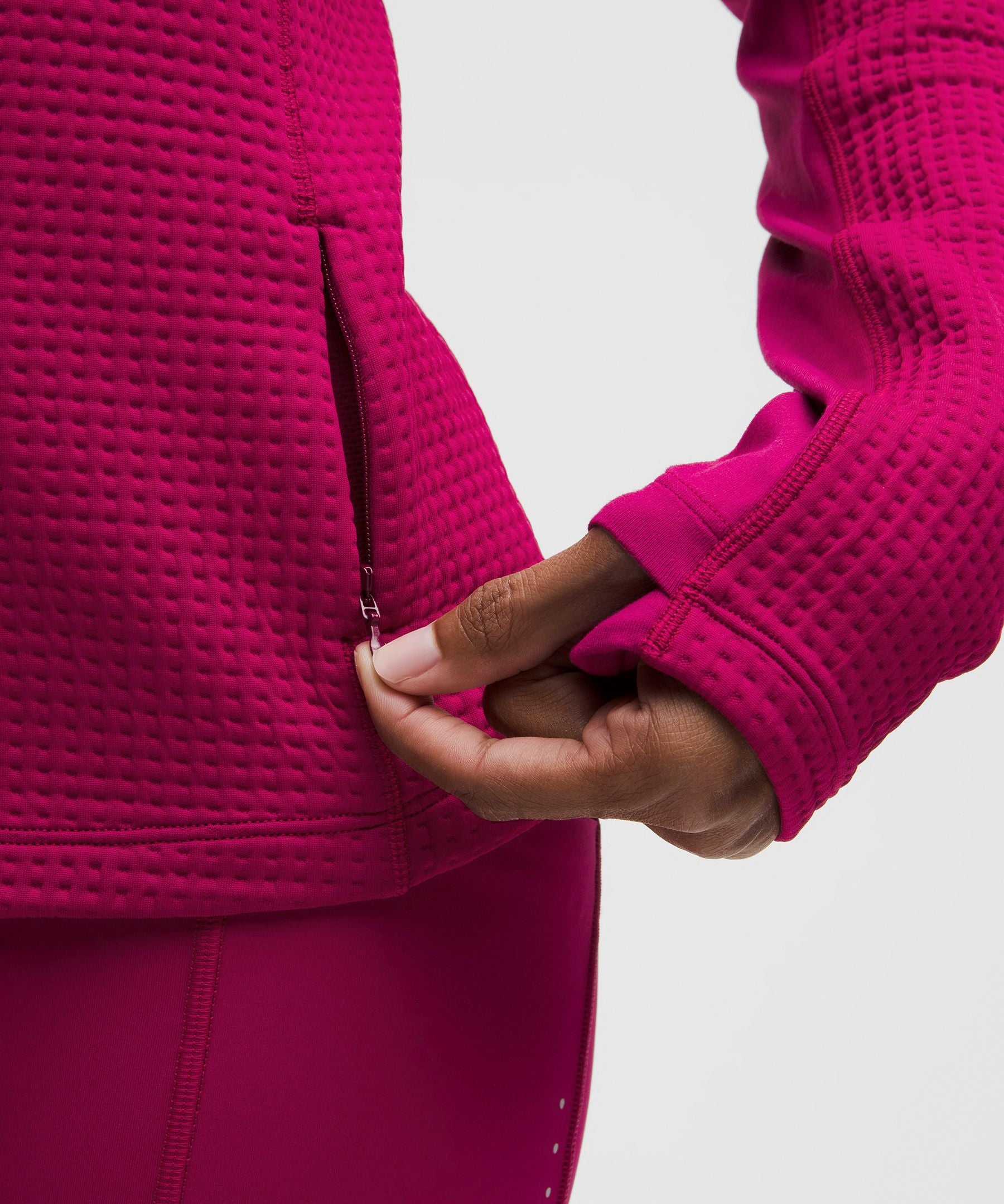 Waffle-Knit Half-Zip Long-Sleeve Shirt