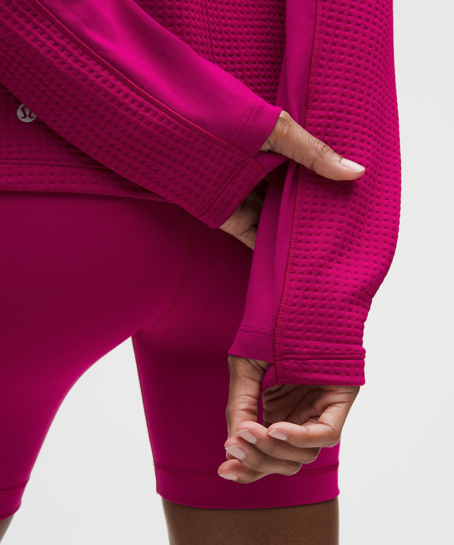 Waffle-Knit Half-Zip Long-Sleeve Shirt