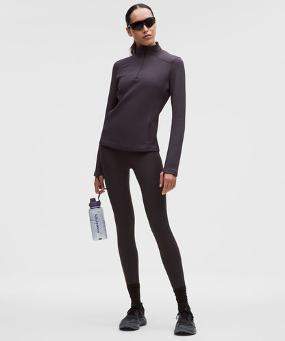 Waffle-Knit Half-Zip Long-Sleeve Shirt