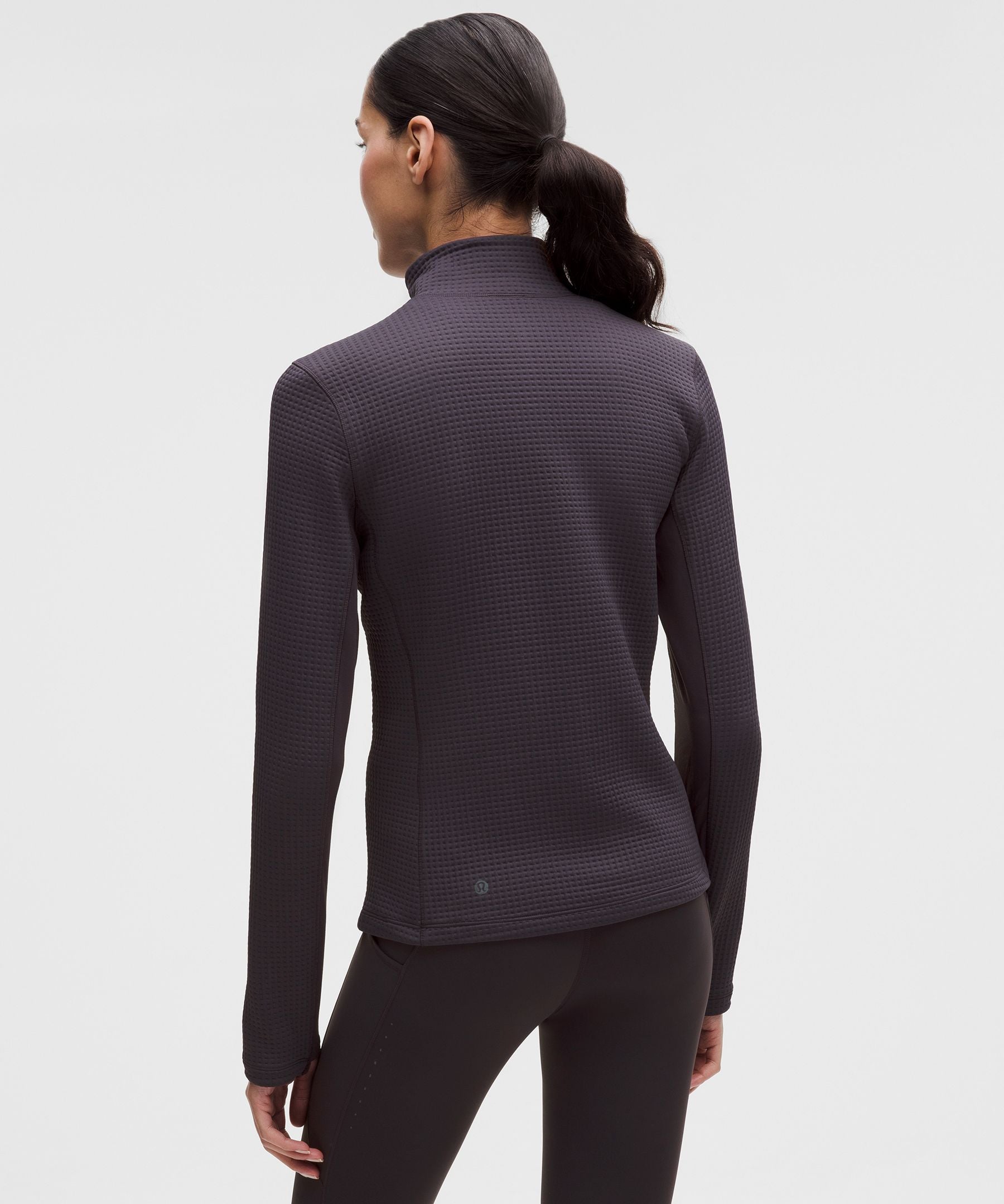 Waffle-Knit Half-Zip Long-Sleeve Shirt