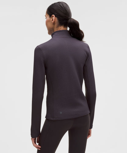 Waffle-Knit Half-Zip Long-Sleeve Shirt