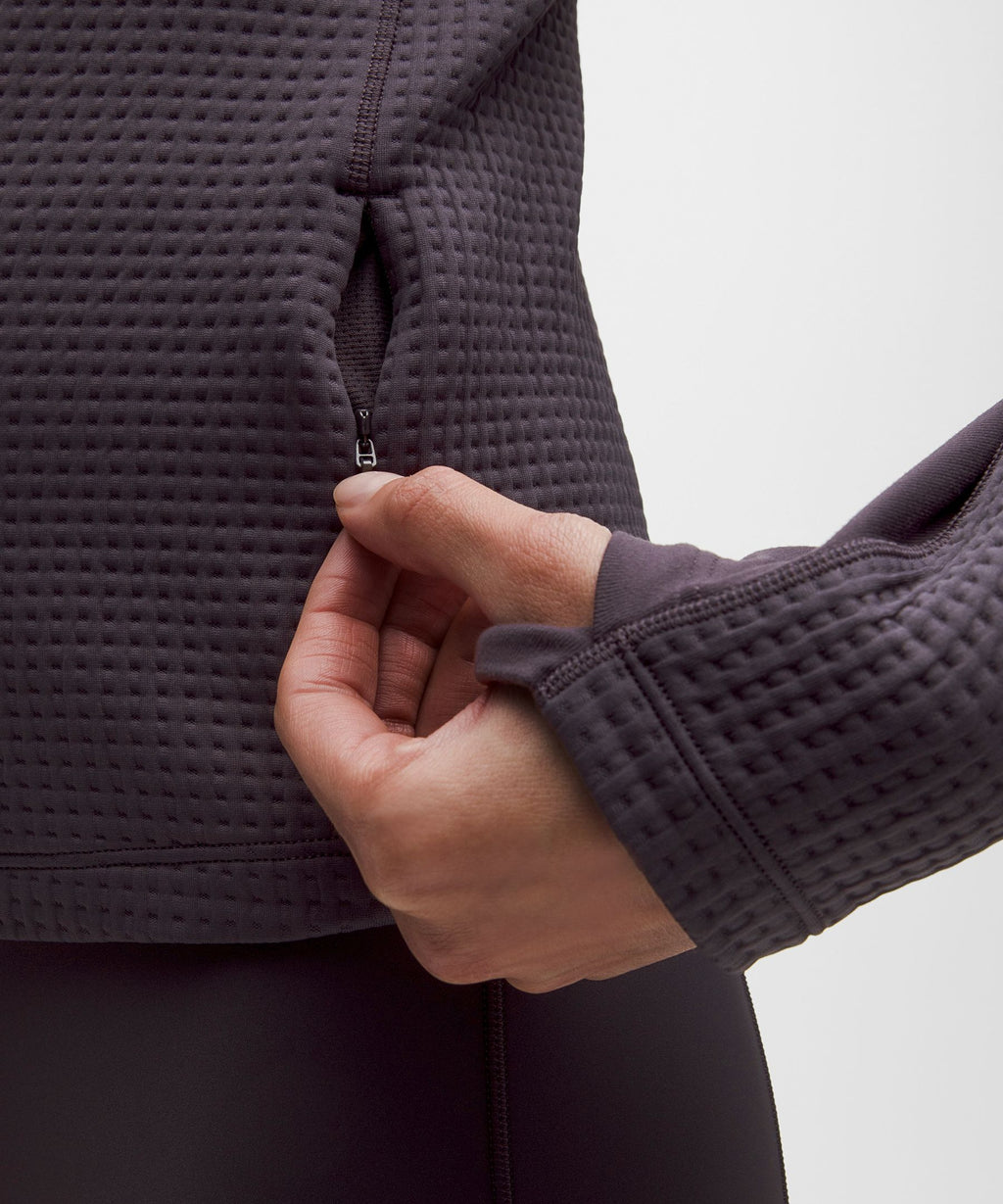 Waffle-Knit Half-Zip Long-Sleeve Shirt