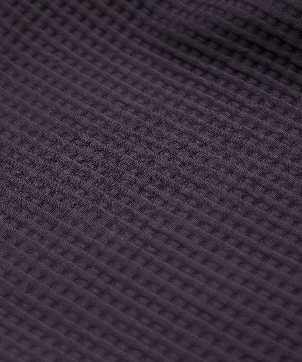 Waffle-Knit Half-Zip Long-Sleeve Shirt