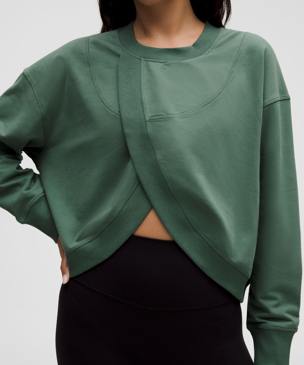 Lunar New Year Sueded Terry Front-Overlap Pullover