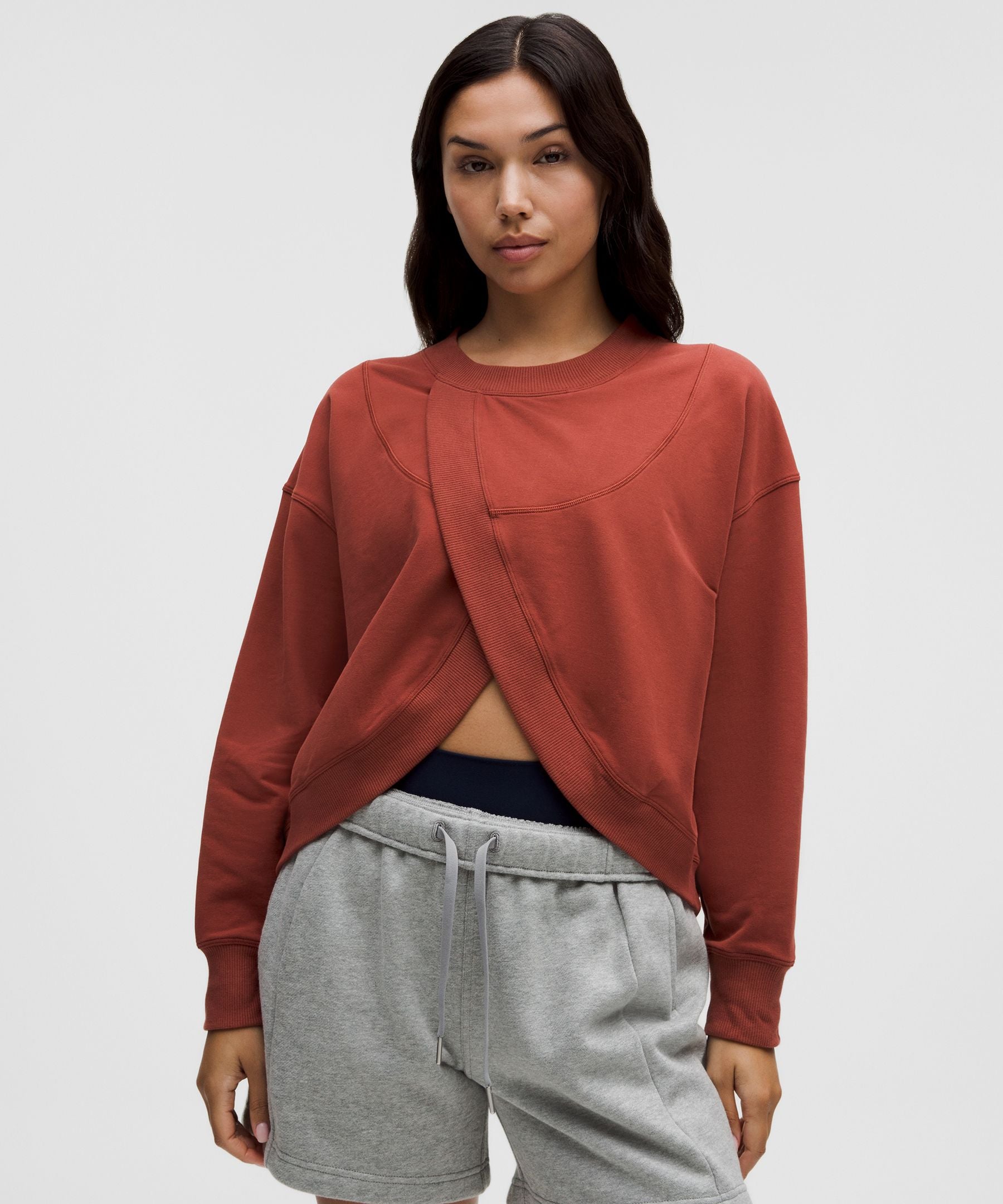 Lunar New Year Sueded Terry Front-Overlap Pullover