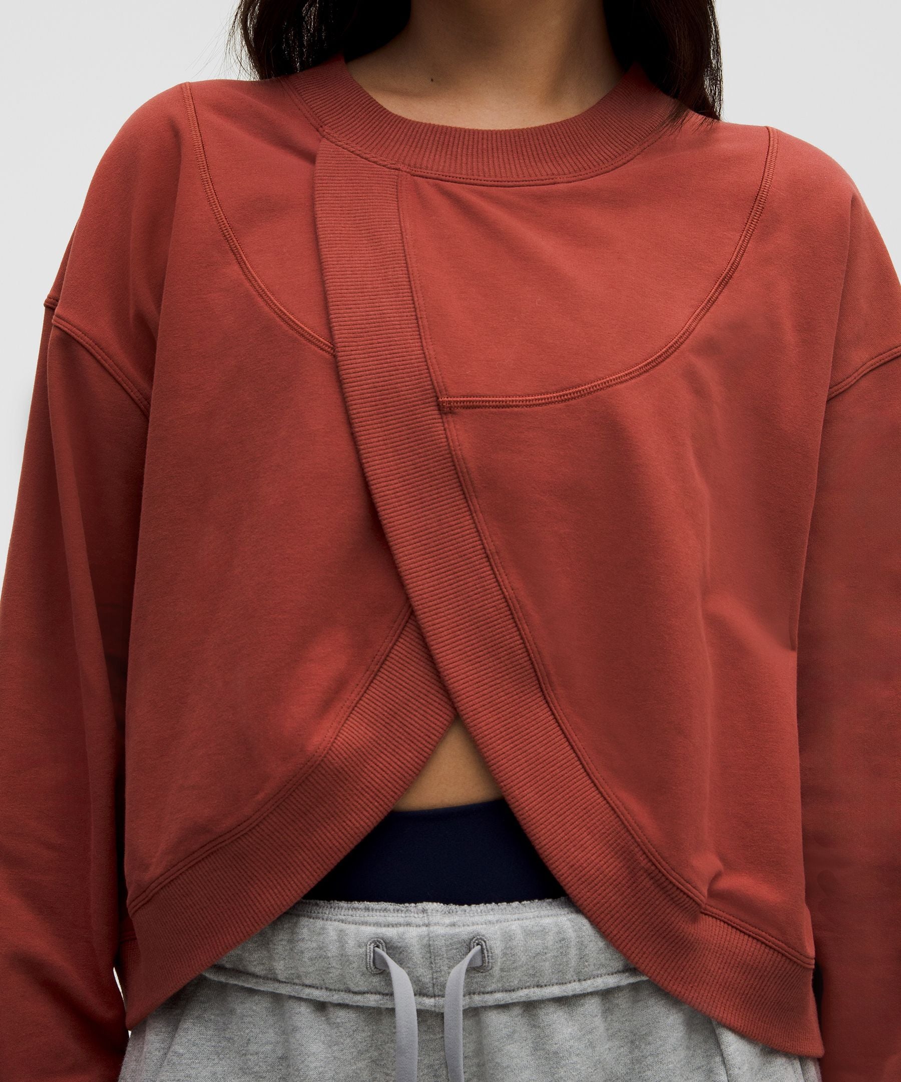 Lunar New Year Sueded Terry Front-Overlap Pullover