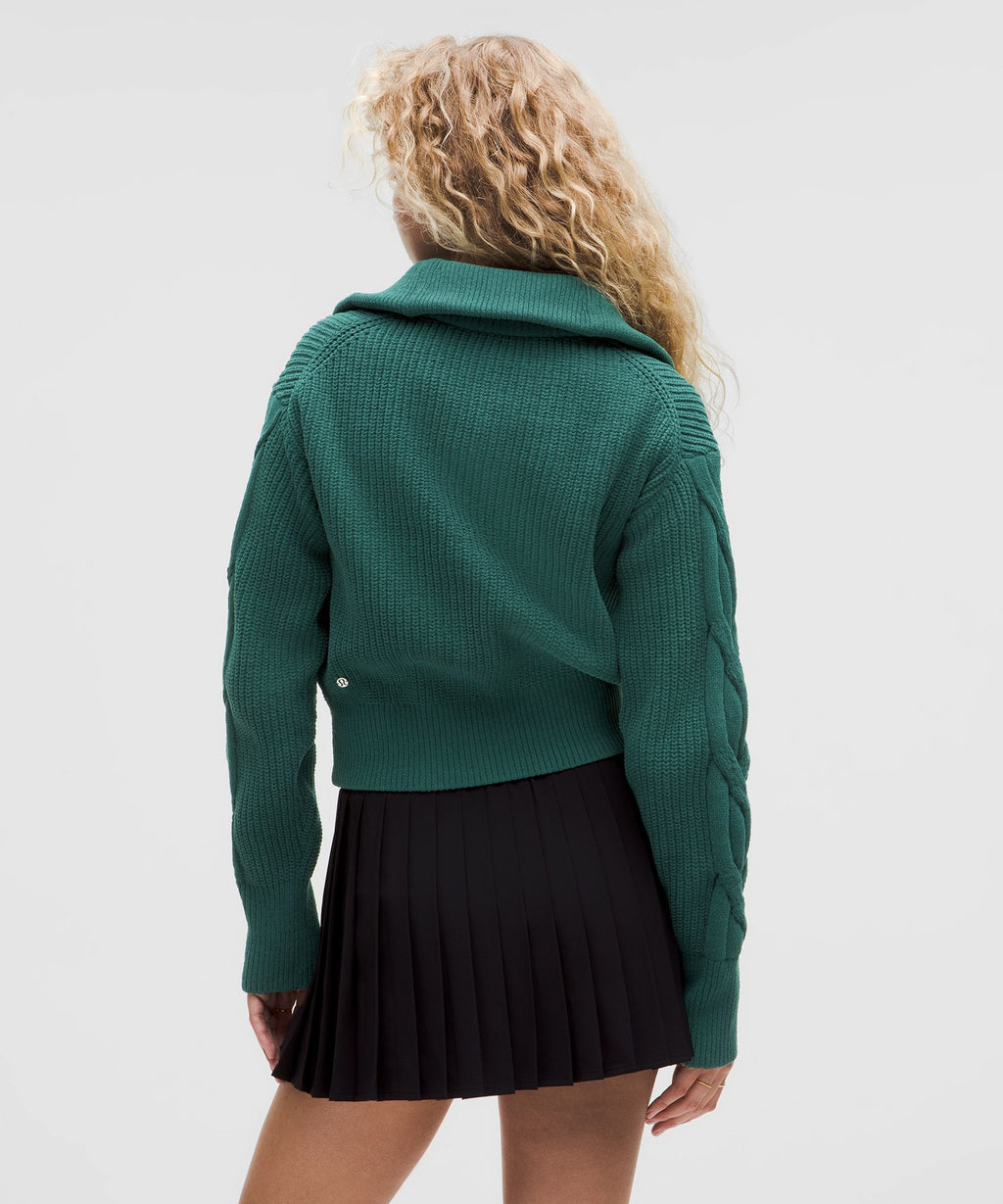 Cable-Knit Oversized Half Zip