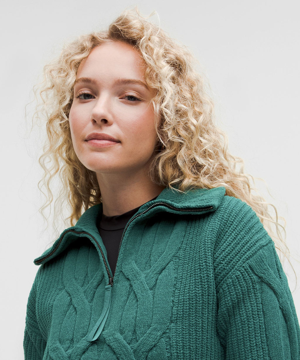Cable-Knit Oversized Half Zip