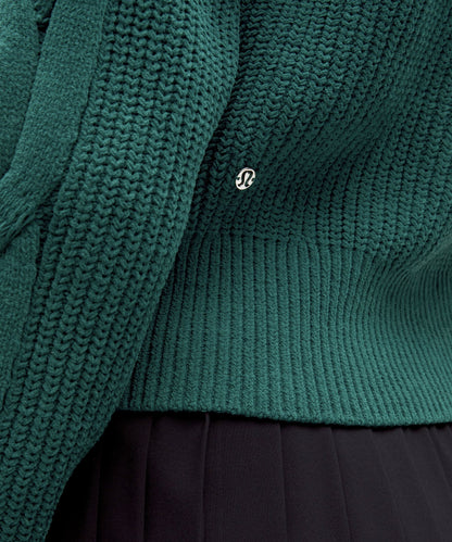 Cable-Knit Oversized Half Zip