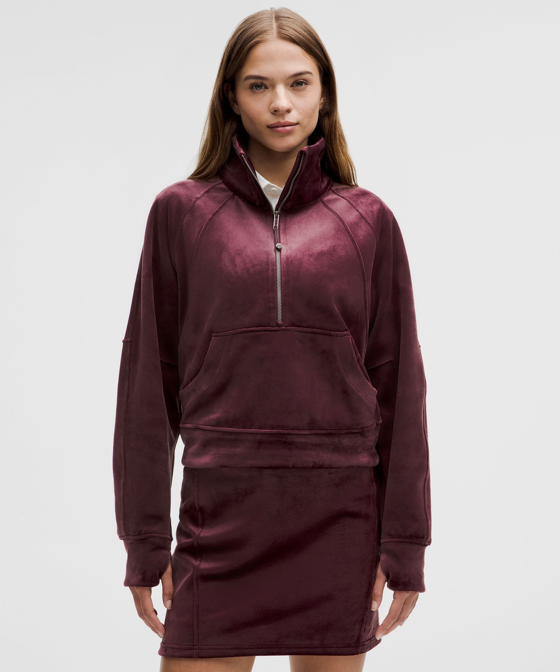 Scuba Oversized Funnel-Neck Half Zip *Velvet