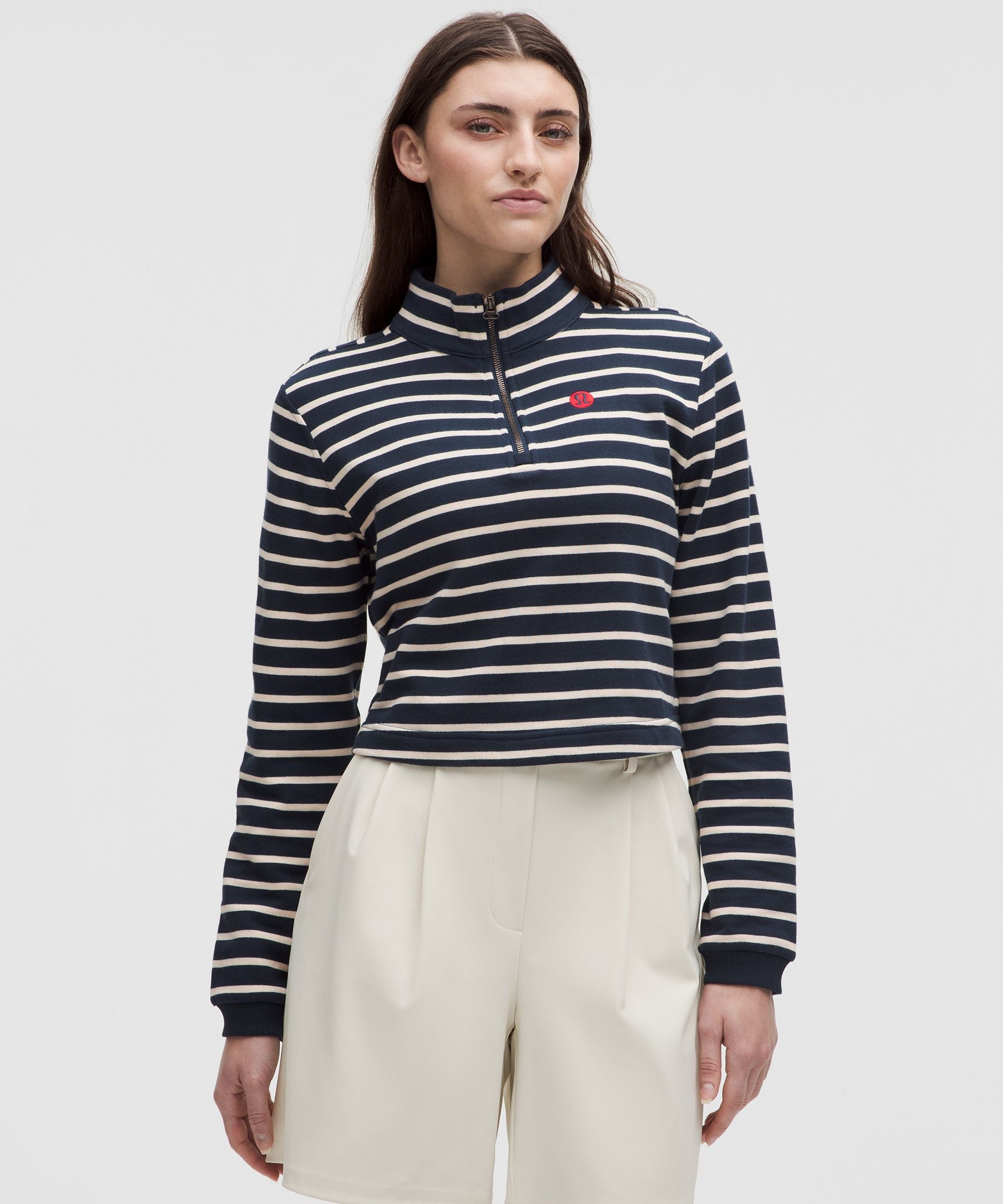 Cotton French Terry Cropped Half Zip