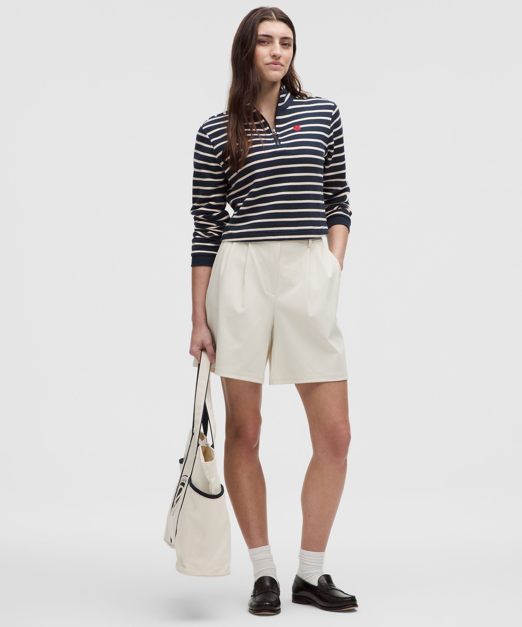 Cotton French Terry Cropped Half Zip