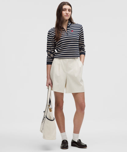 Cotton French Terry Cropped Half Zip