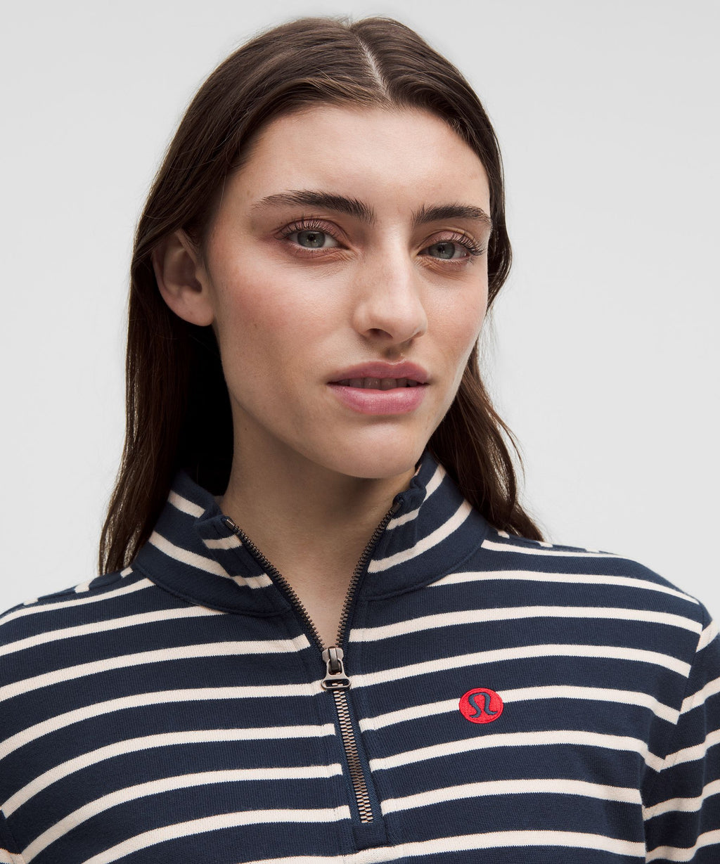 Cotton French Terry Cropped Half Zip