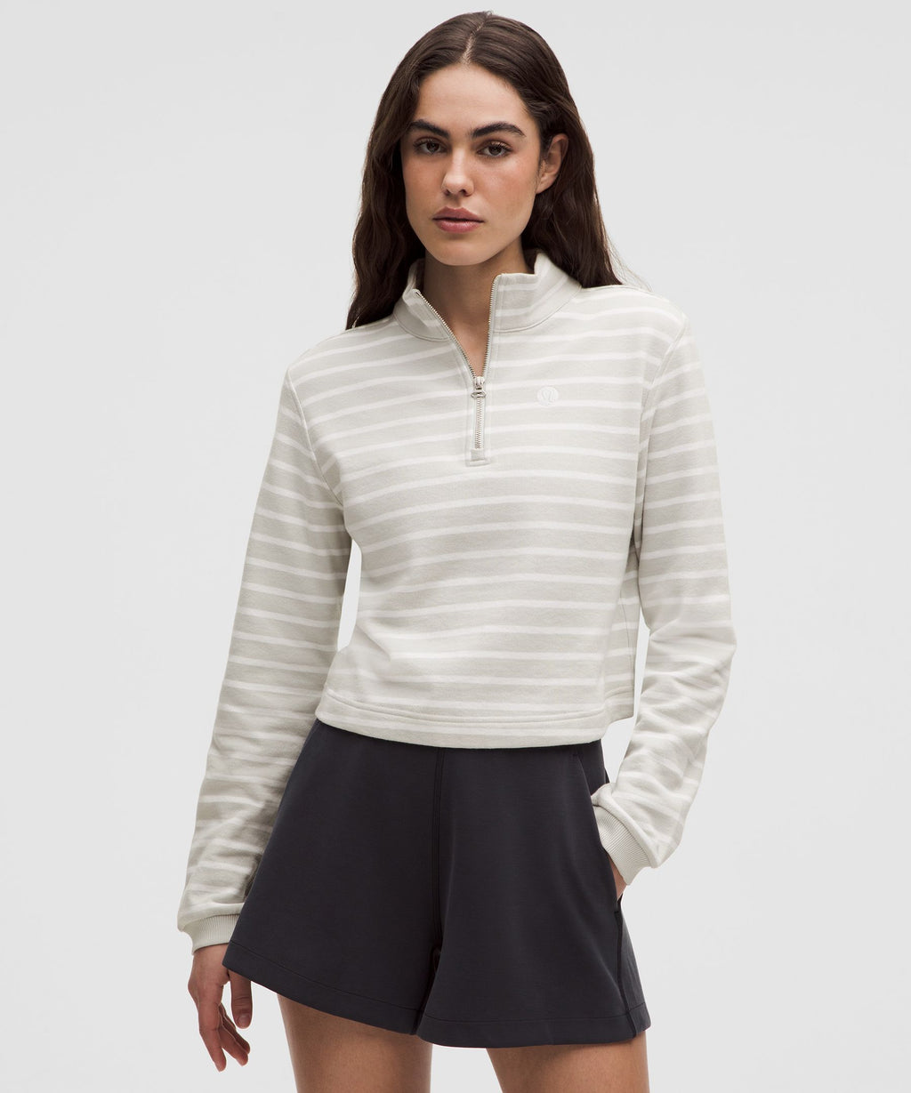 Cotton French Terry Cropped Half Zip