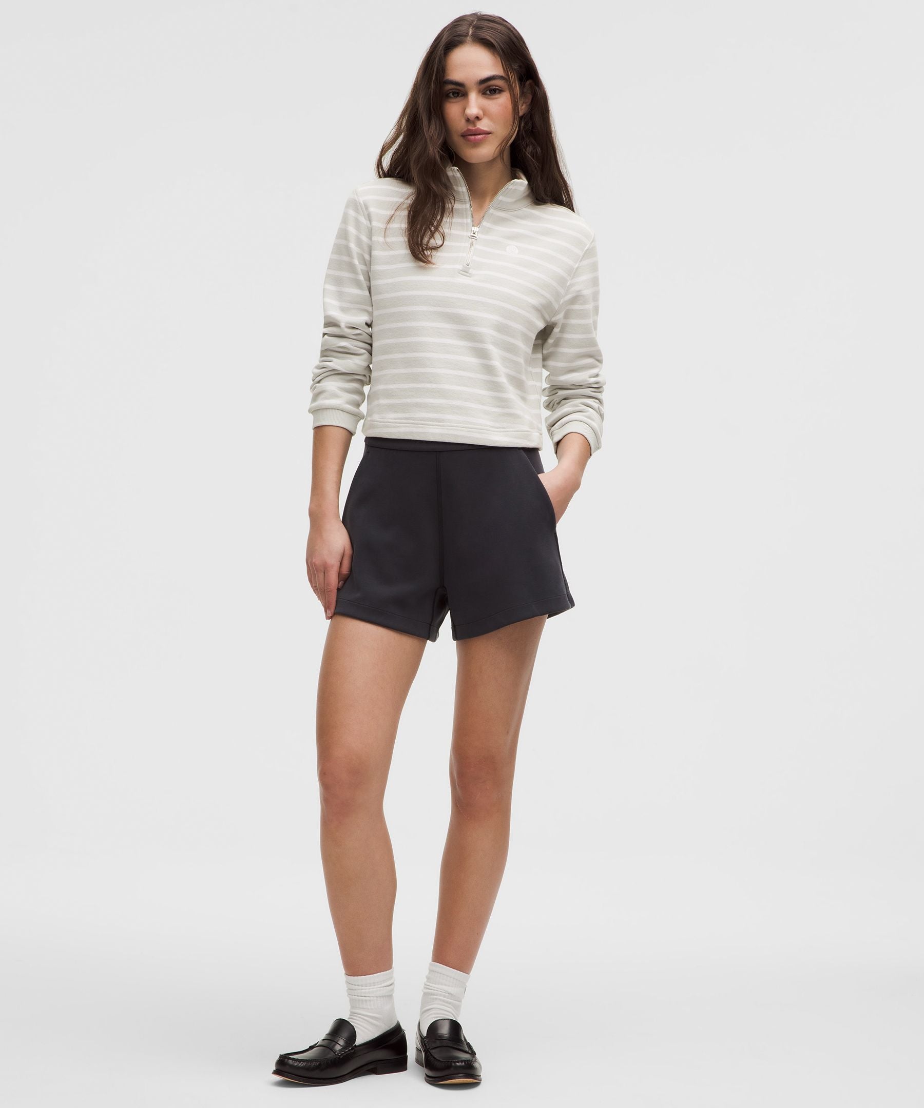 Cotton French Terry Cropped Half Zip