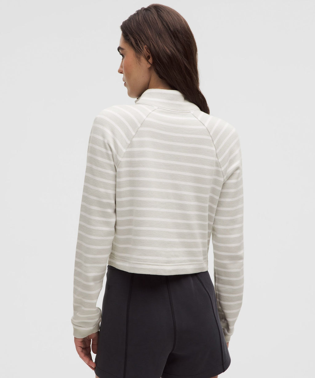 Cotton French Terry Cropped Half Zip