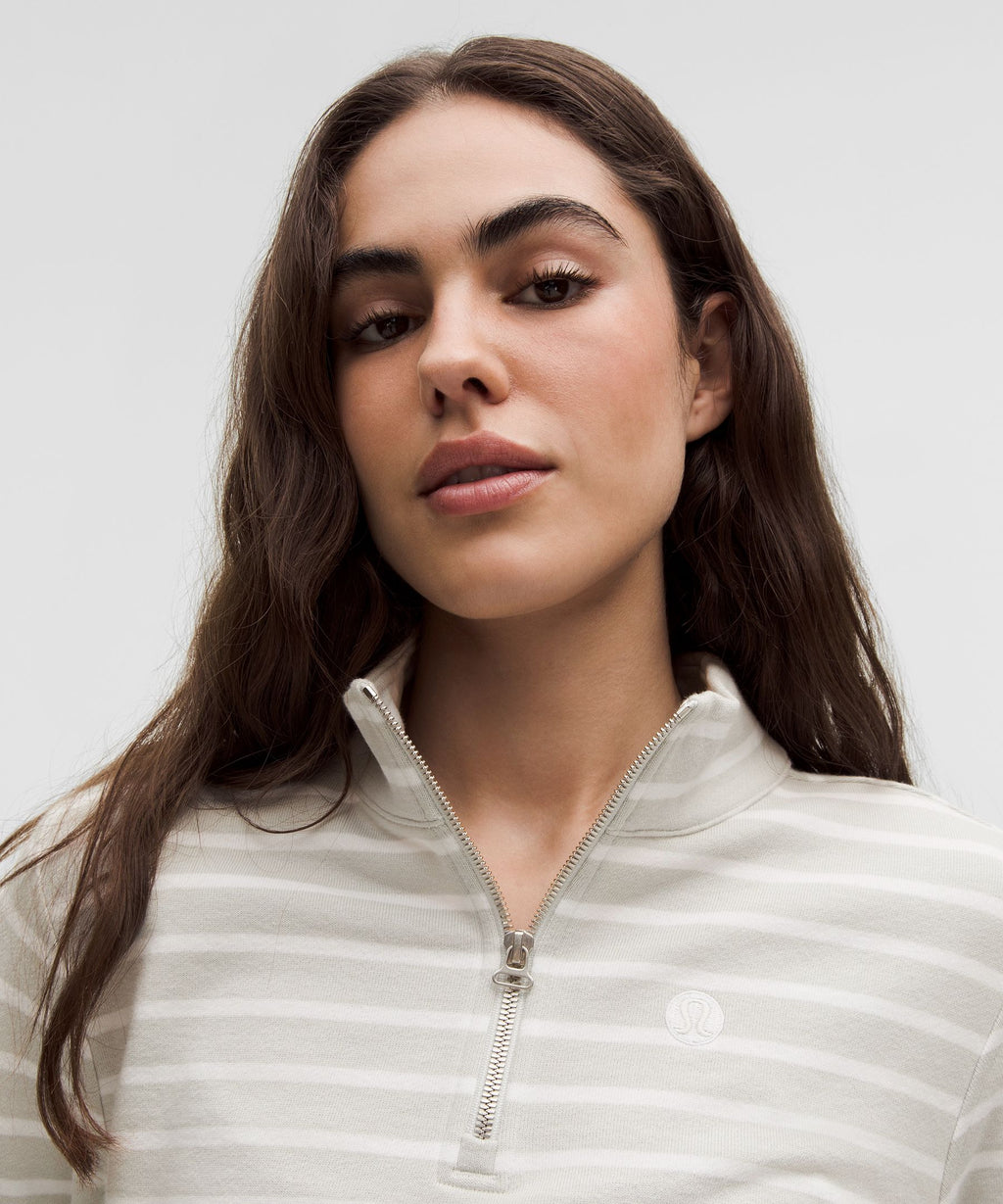Cotton French Terry Cropped Half Zip