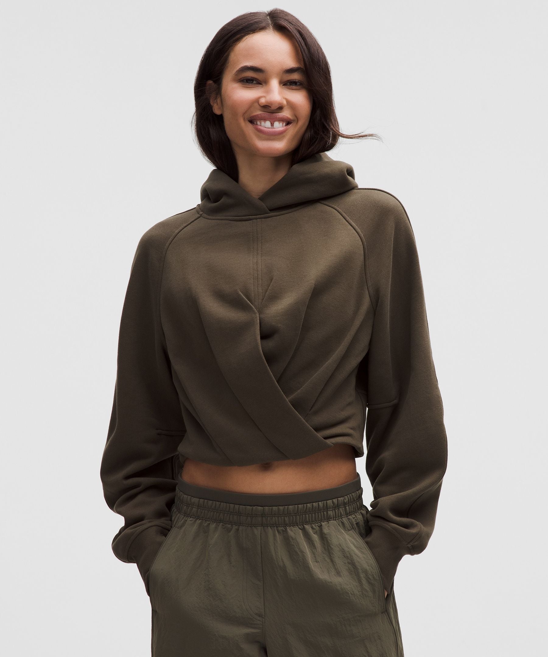 Scuba Cropped Wrap Pullover Hoodie