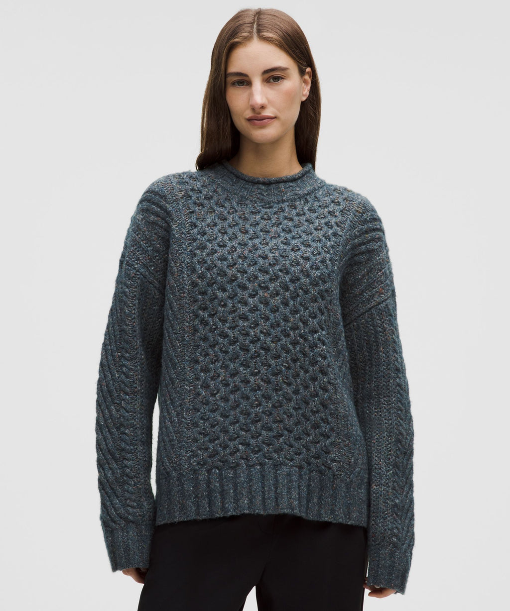 Wool-Blend Cable-Knit Sweater