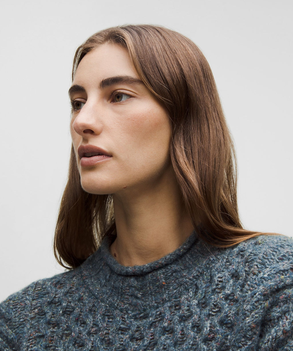 Wool-Blend Cable-Knit Sweater