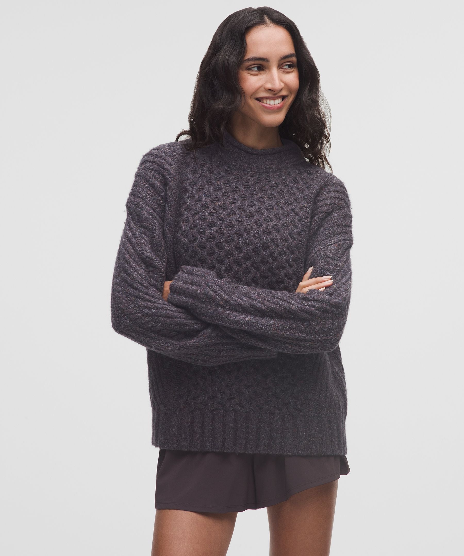 Wool-Blend Cable-Knit Sweater