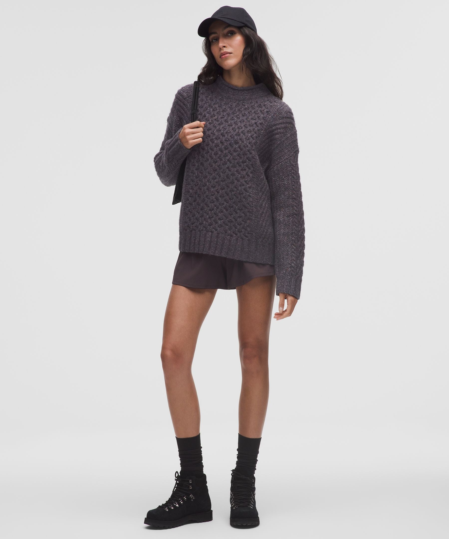 Wool-Blend Cable-Knit Sweater